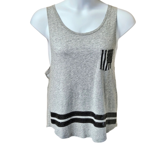 VS PINK Gray & Black Shiny Sequin PINK Logo Tank Top - Picture 2 of 12